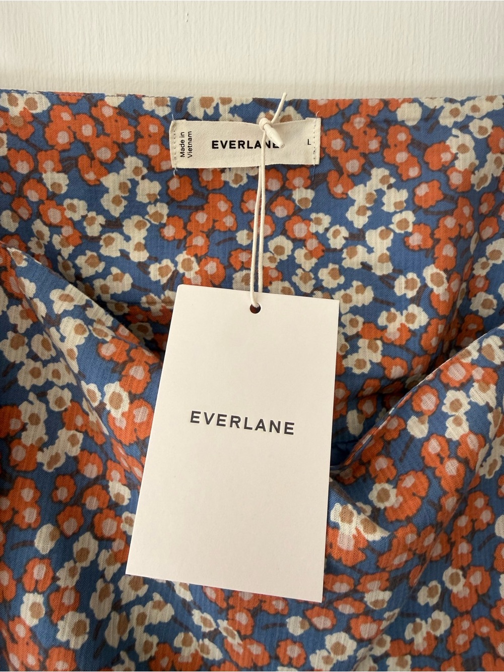 Everlane Floral Tie-Shoulder Sundress in Blue & Rust - Picture 6 of 6